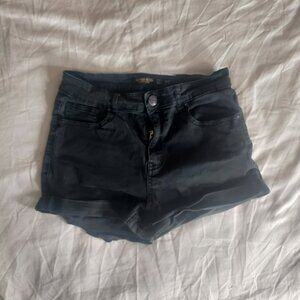 Black Jean Shorts 26" Waist Pockets